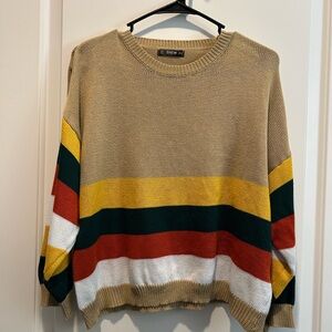 Color Block Stripe Knit Sweater